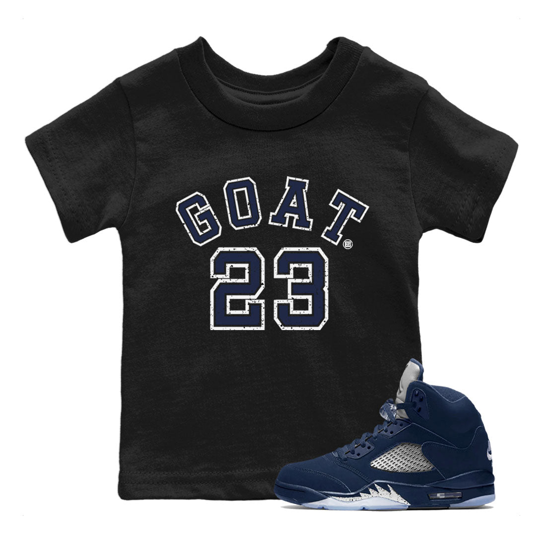 Air Jordan 5 Georgetown Sneaker Match Tees Goat 23 Sneaker Tees 5 Georgetown SNRT Sneaker Release Tees Navy 5s Kids Shirts Black 1