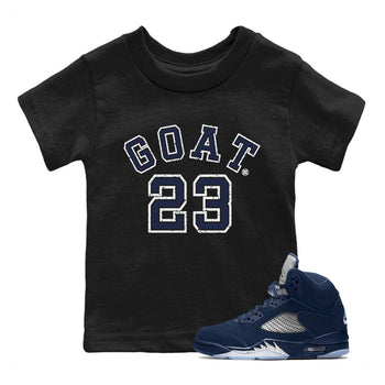 Air Jordan 5 Georgetown Sneaker Match Tees Goat 23 Sneaker Tees 5 Georgetown SNRT Sneaker Release Tees Navy 5s Kids Shirts Black 1