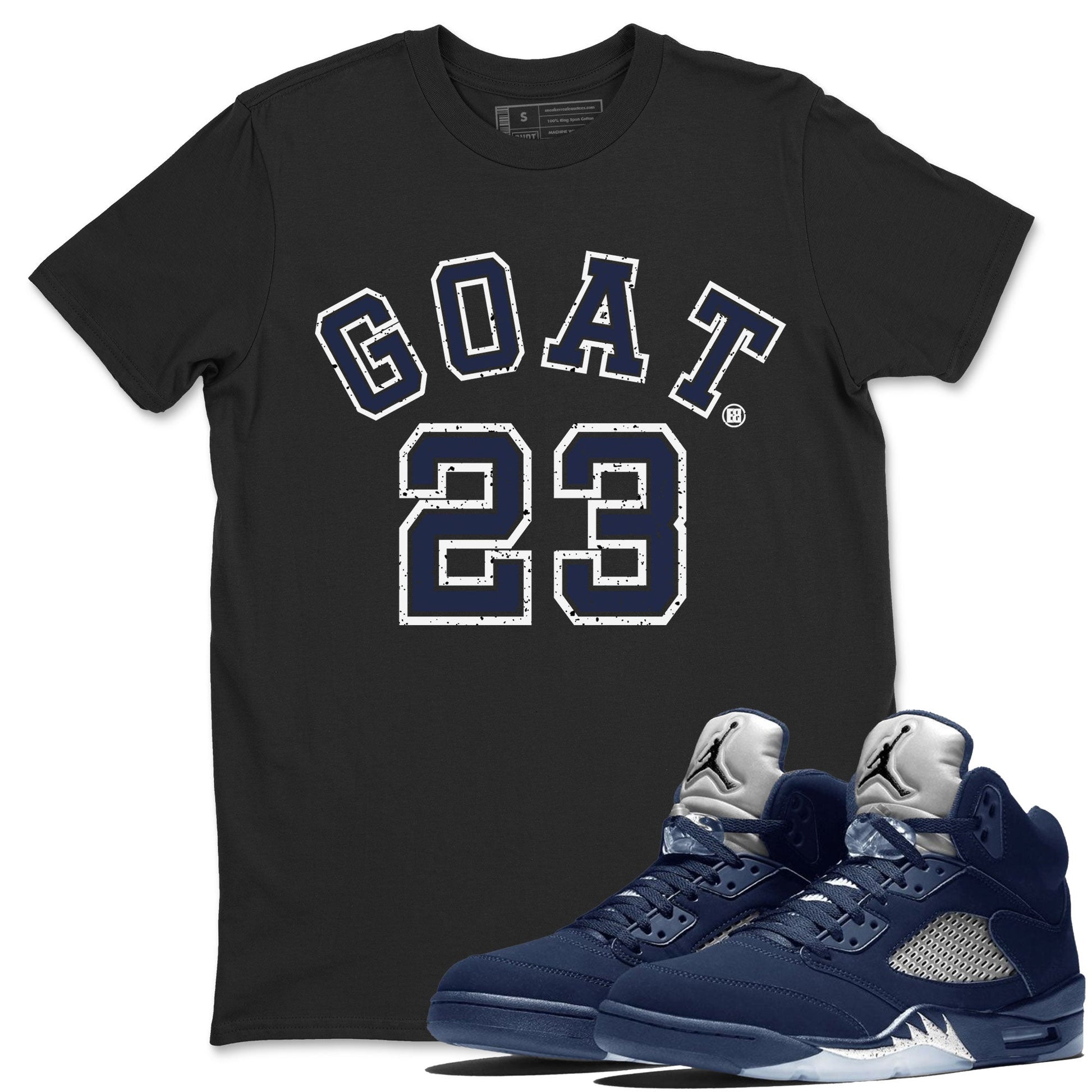 Air Jordan 5 Georgetown Sneaker Match Tees Goat 23 Sneaker Tees 5 Georgetown SNRT Sneaker Release Tees Navy 5s Unisex Shirts Black 1