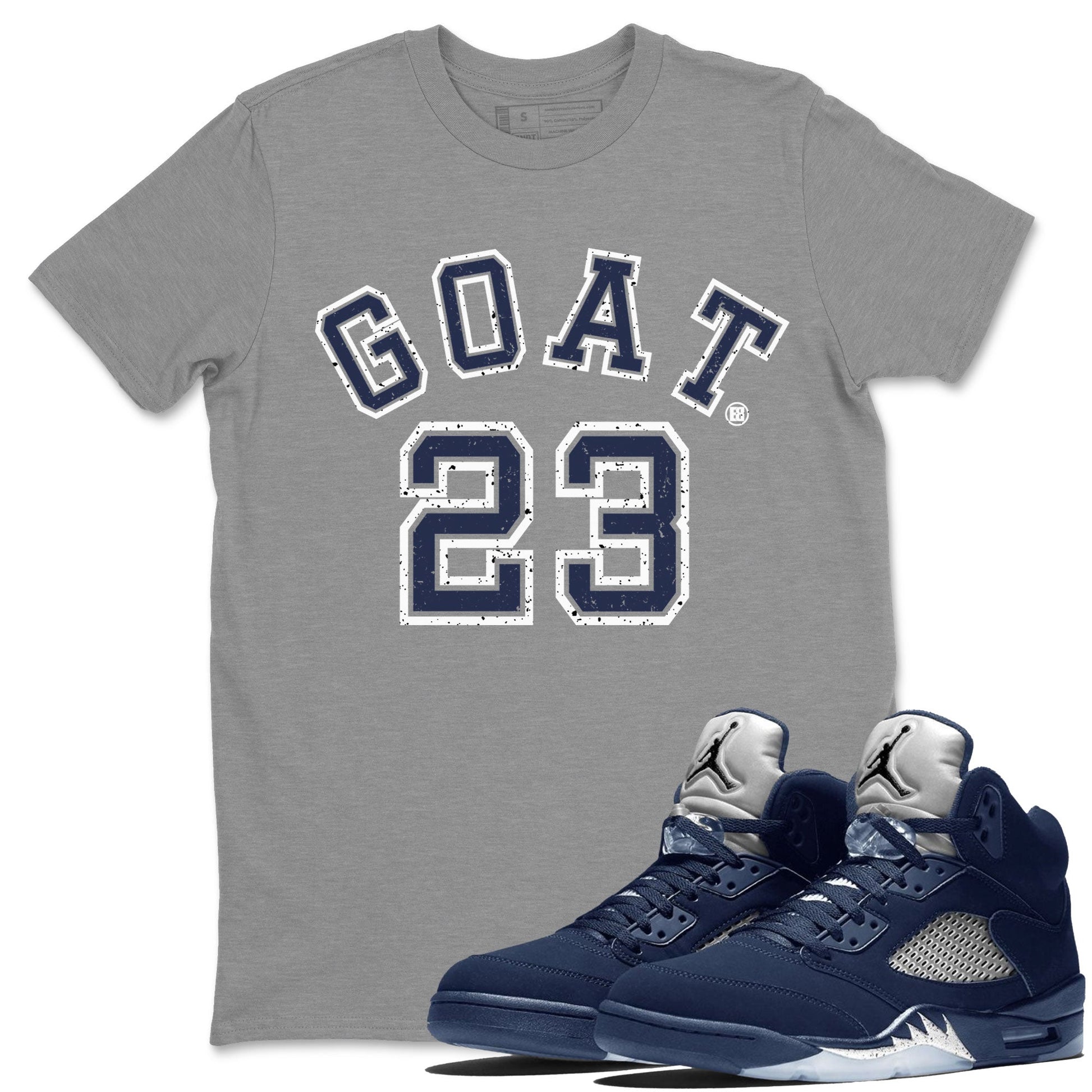 Air Jordan 5 Georgetown Sneaker Match Tees Goat 23 Sneaker Tees 5 Georgetown SNRT Sneaker Release Tees Navy 5s Unisex Shirts Heather Grey 1