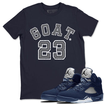 Air Jordan 5 Georgetown Sneaker Match Tees Goat 23 Sneaker Tees 5 Georgetown SNRT Sneaker Release Tees Navy 5s Unisex Shirts Navy 1