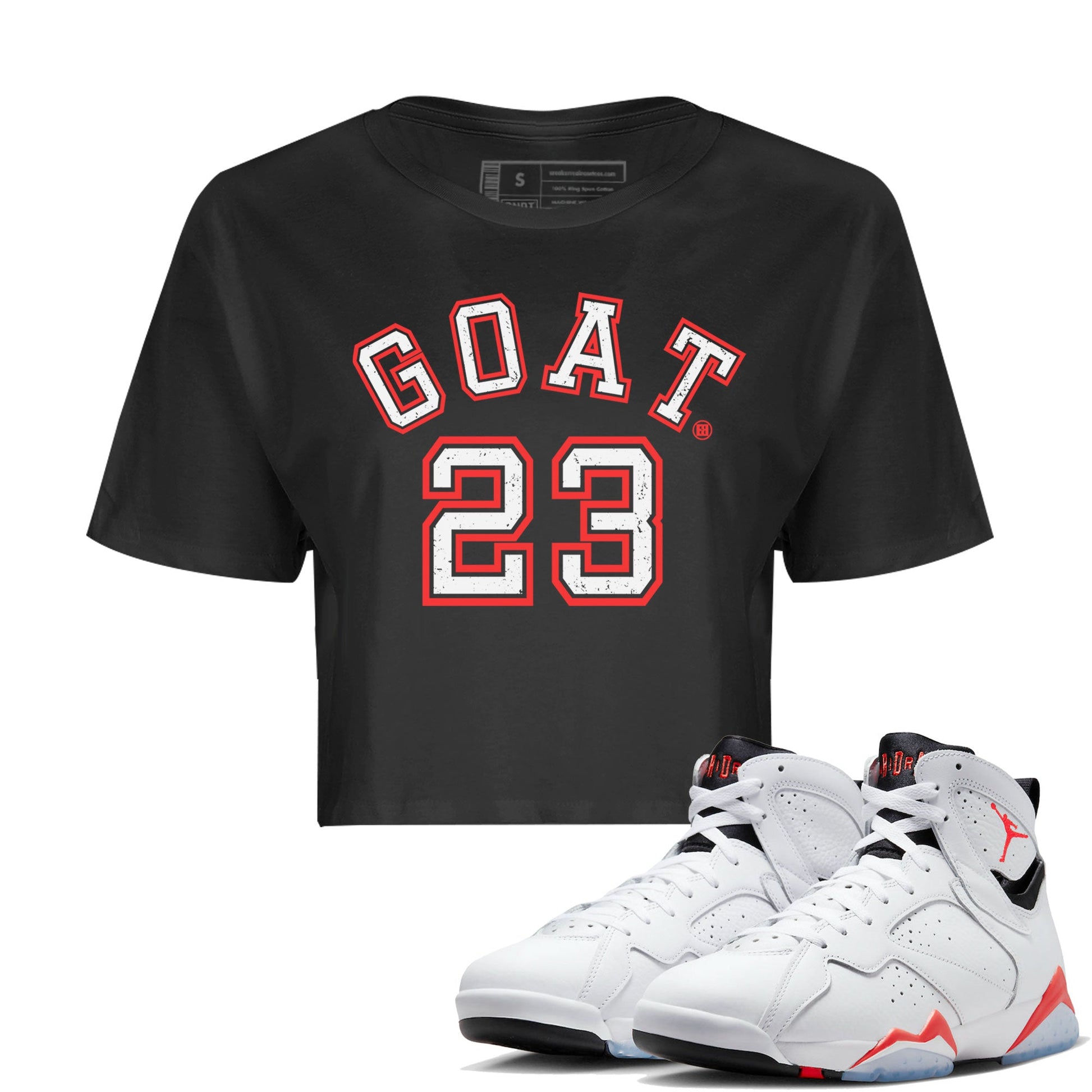 Air Jordan 7 White Infrared Sneaker Match Tees Goat 23 Sneaker Tees 7s White Infrared SNRT Sneaker Release Tees Women's Shirts Black 1