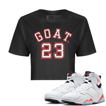 Air Jordan 7 White Infrared Sneaker Match Tees Goat 23 Sneaker Tees 7s White Infrared SNRT Sneaker Release Tees Women's Shirts Black 1
