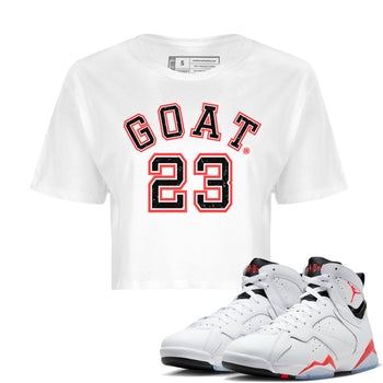 Air Jordan 7 White Infrared Sneaker Match Tees Goat 23 Sneaker Tees 7s White Infrared SNRT Sneaker Release Tees Women's Shirts White 1