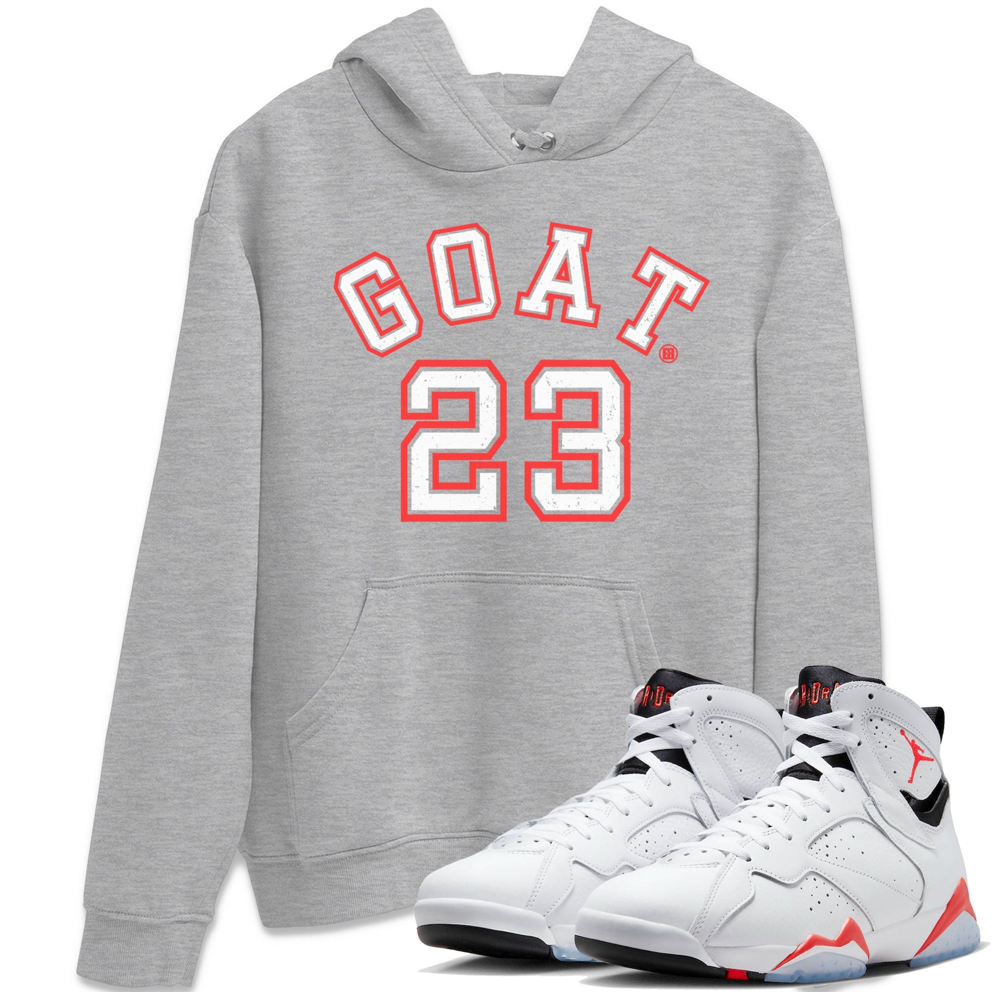 Air Jordan 7 White Infrared Sneaker Match Tees Goat 23 Sneaker Tees 7s White Infrared SNRT Sneaker Release Tees Unisex Shirts Heather Grey 1