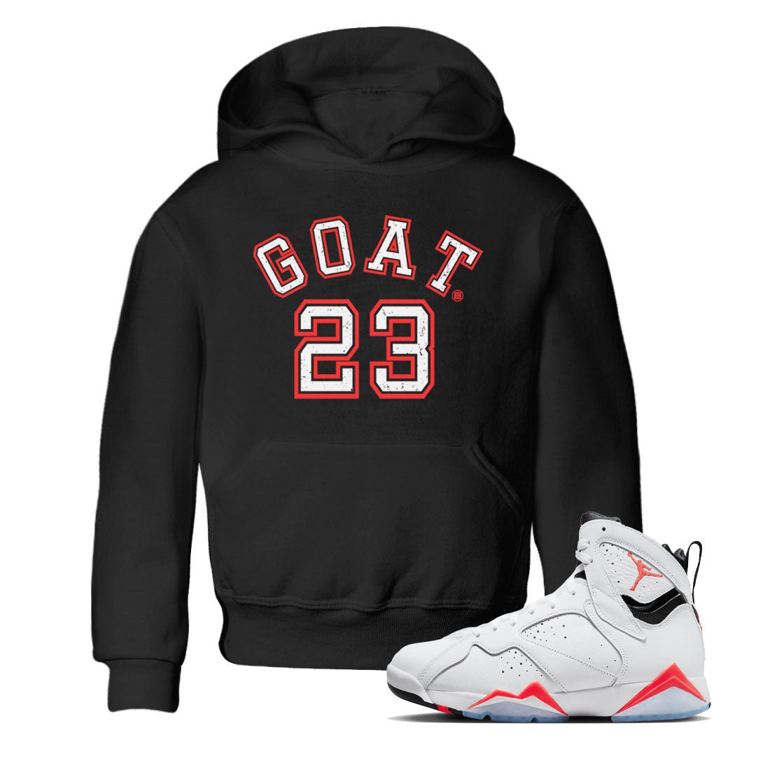 Air Jordan 7 White Infrared Sneaker Match Tees Goat 23 Sneaker Tees 7s White Infrared SNRT Sneaker Release Tees Kids Shirts Black 1
