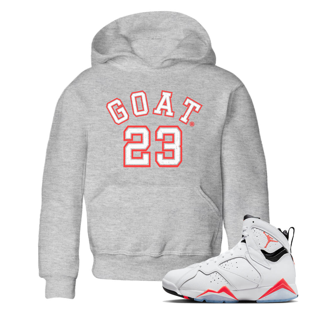 Air Jordan 7 White Infrared Sneaker Match Tees Goat 23 Sneaker Tees 7s White Infrared SNRT Sneaker Release Tees Kids Shirts Heather Grey 1