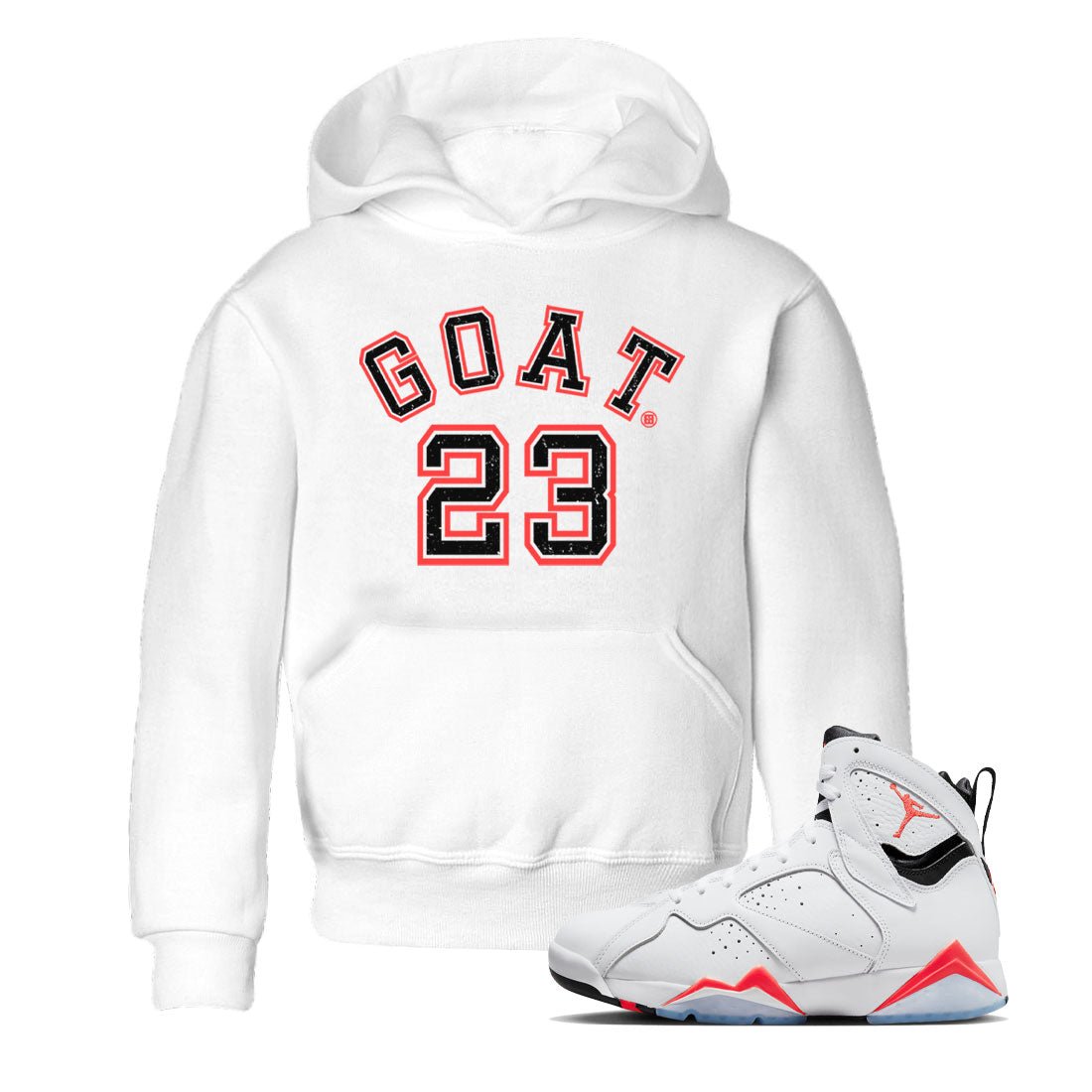 Air Jordan 7 White Infrared Sneaker Match Tees Goat 23 Sneaker Tees 7s White Infrared SNRT Sneaker Release Tees Kids Shirts White 1