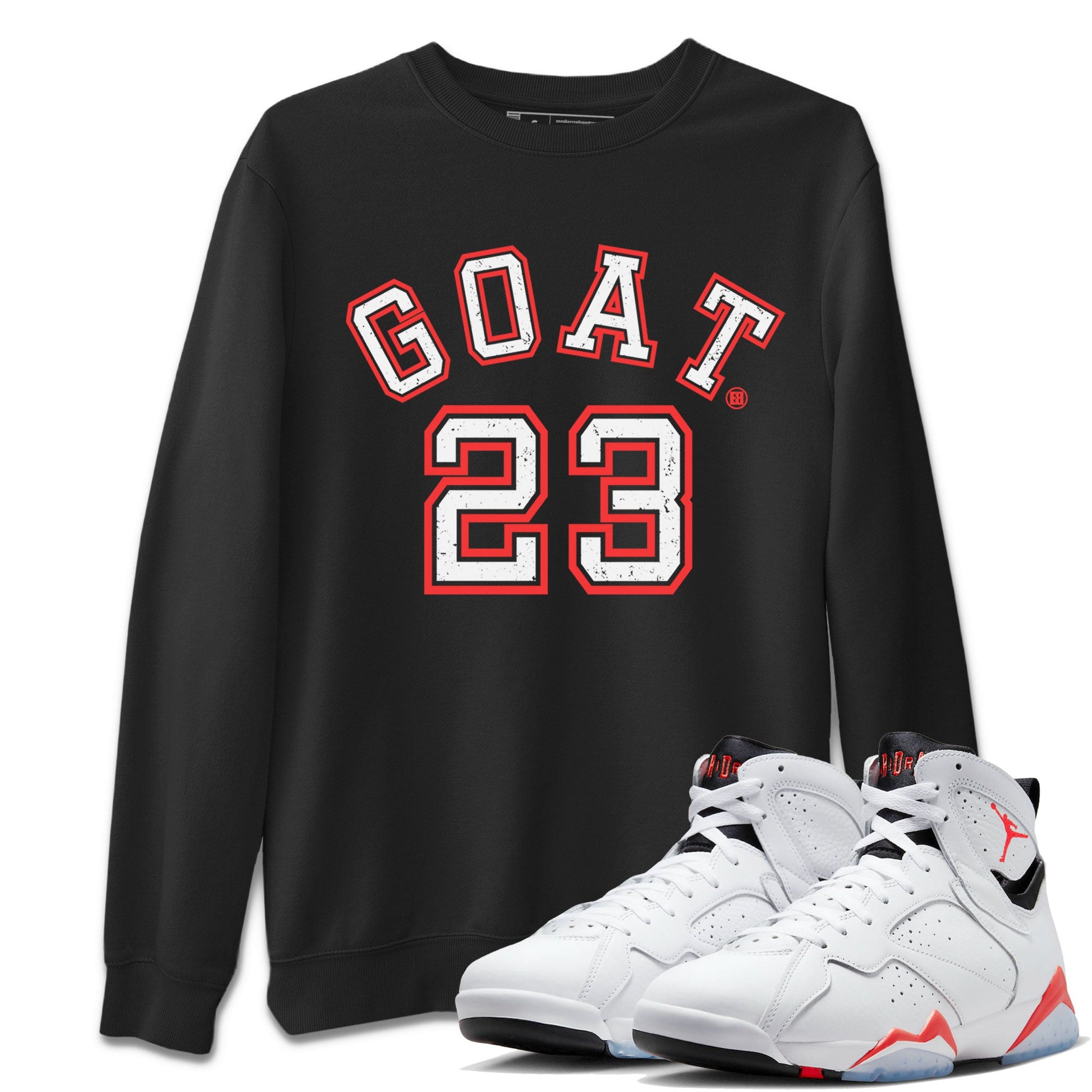 Air Jordan 7 White Infrared Sneaker Match Tees Goat 23 Sneaker Tees 7s White Infrared SNRT Sneaker Release Tees Unisex Shirts Black 1