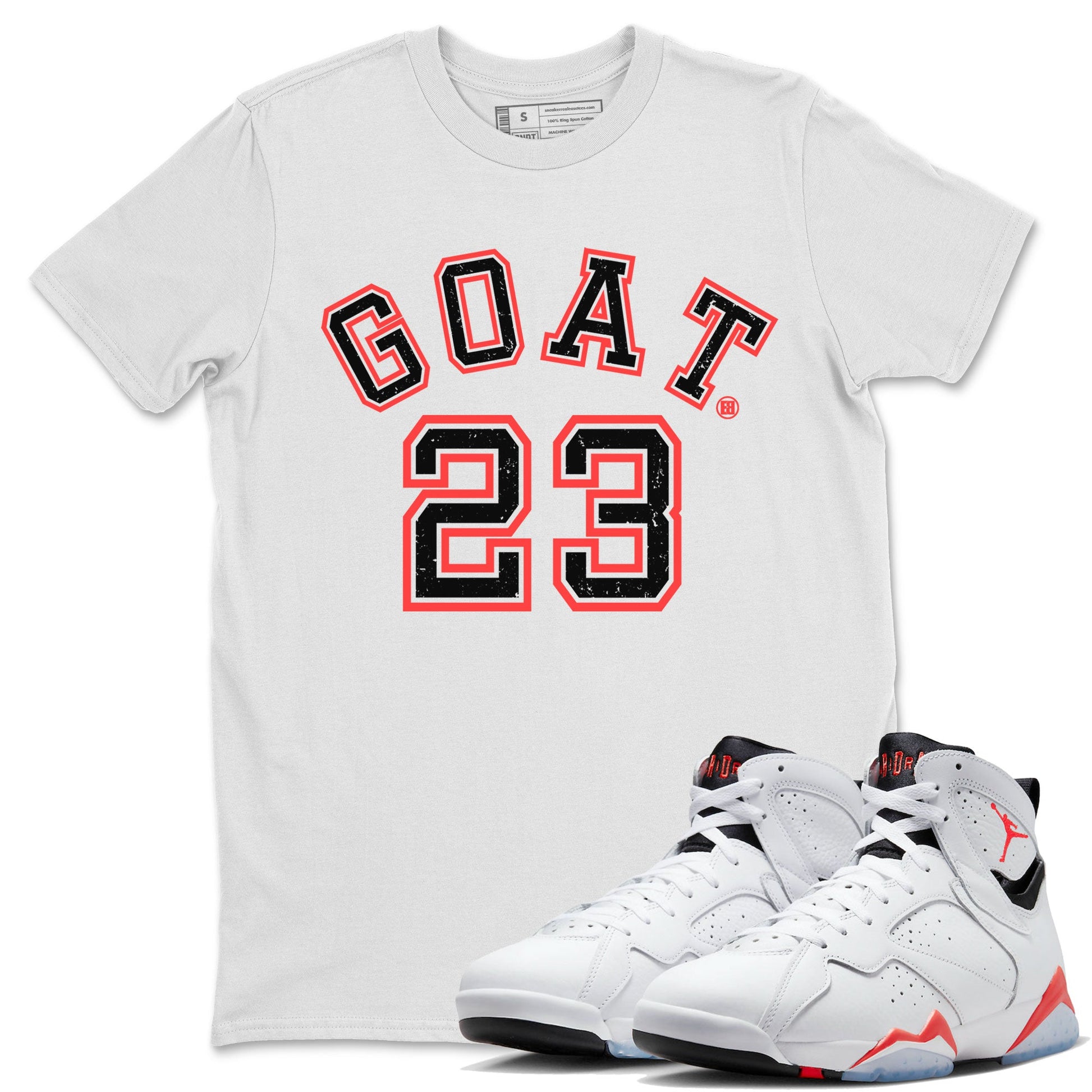 Air Jordan 7 White Infrared Sneaker Match Tees Goat 23 Sneaker Tees 7s White Infrared SNRT Sneaker Release Tees Unisex Shirts White 1
