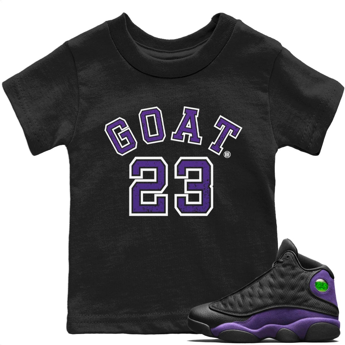 Jordan 13 Court Purple Sneaker Match Tees Goat 23 Sneaker Tees Jordan 13 Court Purple Sneaker Release Tees Kids Shirts