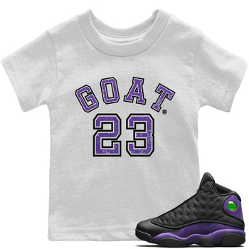 Jordan 13 Court Purple Sneaker Match Tees Goat 23 Sneaker Tees Jordan 13 Court Purple Sneaker Release Tees Kids Shirts