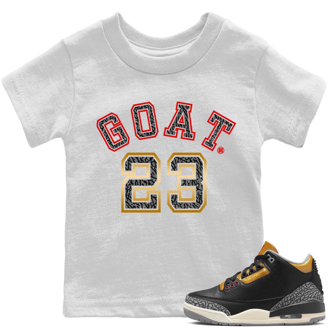 Jordan 3 Black Gold Sneaker Match Tees Goat 23 Sneaker Tees Jordan 3 Black Gold Sneaker Release Tees Kids Shirts