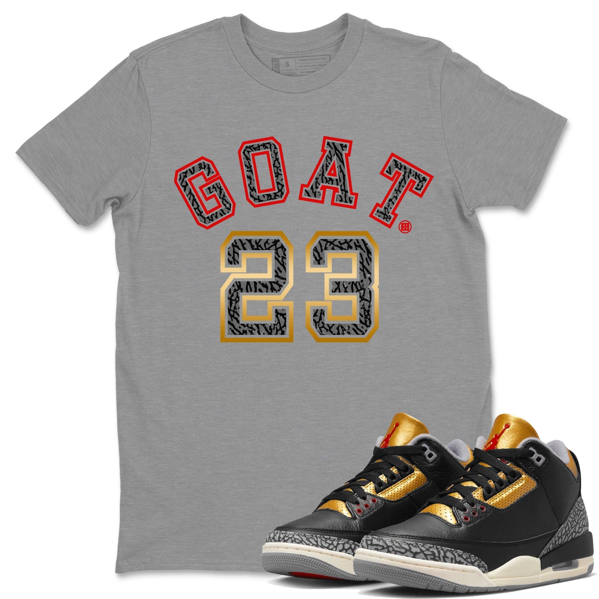 Jordan 3 Black Gold Sneaker Match Tees Goat 23 Sneaker Tees Jordan 3 Black Gold Sneaker Release Tees Unisex Shirts