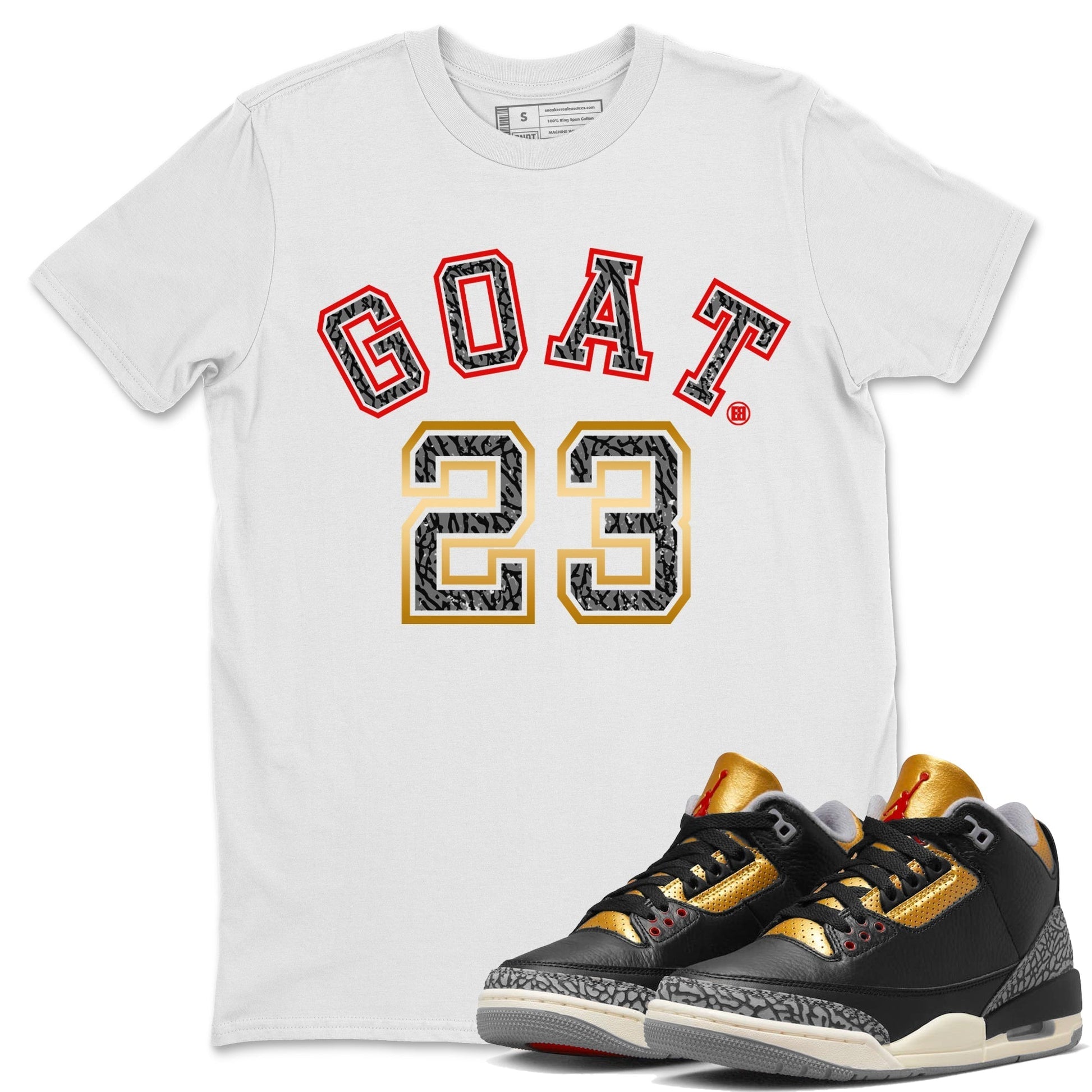 Jordan 3 Black Gold Sneaker Match Tees Goat 23 Sneaker Tees Jordan 3 Black Gold Sneaker Release Tees Unisex Shirts