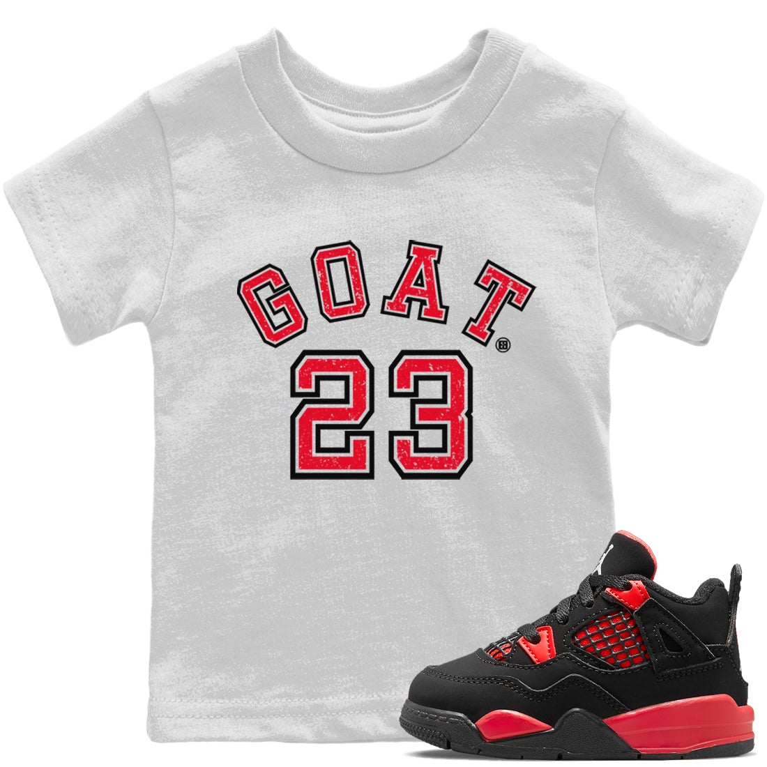 Jordan 4 Red Thunder Sneaker Match Tees Goat 23 Sneaker Tees Jordan 4 Red Thunder Sneaker Release Tees Kids Shirts