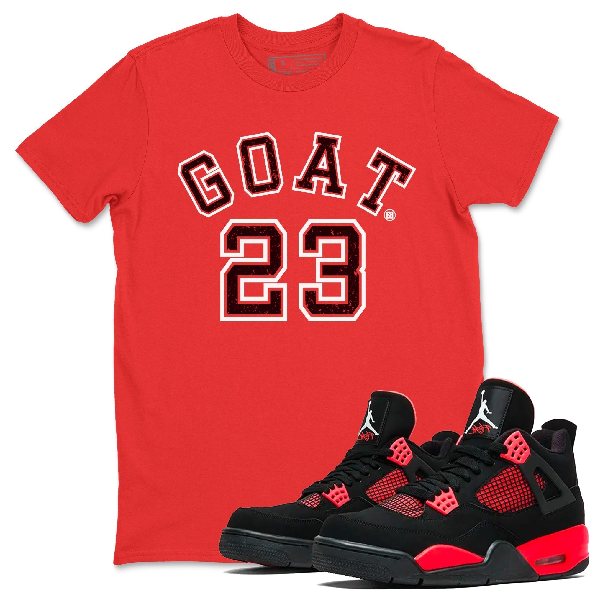 Jordan 4 Red Thunder Sneaker Match Tees Goat 23 Sneaker Tees Jordan 4 Red Thunder Sneaker Release Tees Unisex Shirts