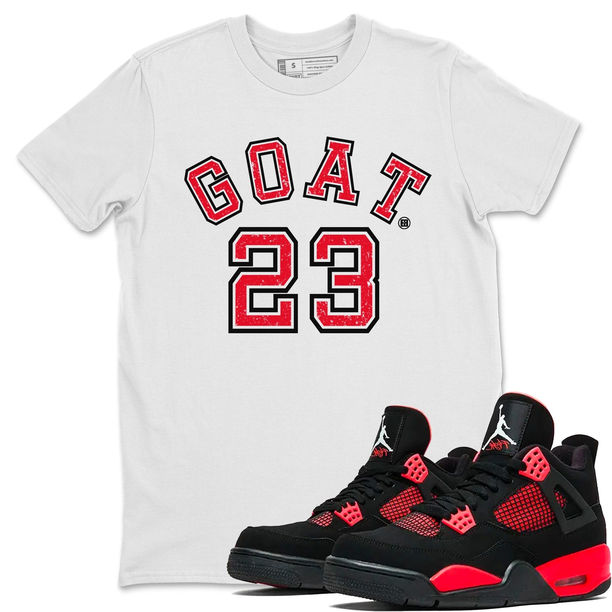 Jordan 4 Red Thunder Sneaker Match Tees Goat 23 Sneaker Tees Jordan 4 Red Thunder Sneaker Release Tees Unisex Shirts
