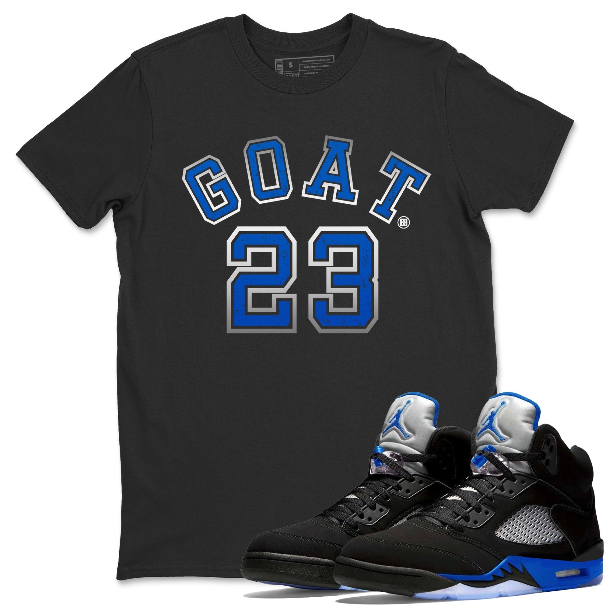Jordan 5 Racer Blue Sneaker Match Tees Goat 23 Sneaker Tees Jordan 5 Racer Blue Sneaker Release Tees Unisex Shirts