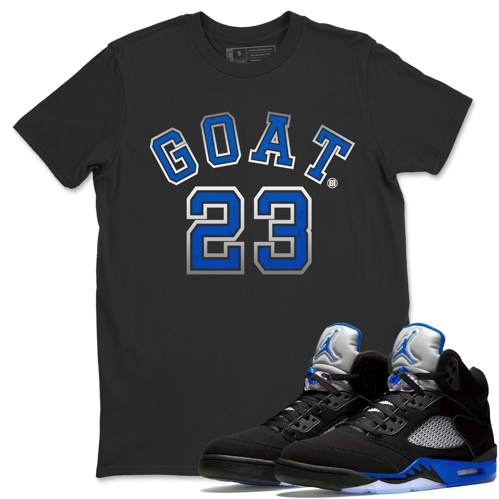 Jordan 5 Racer Blue Sneaker Match Tees Goat 23 Sneaker Tees Jordan 5 Racer Blue Sneaker Release Tees Unisex Shirts