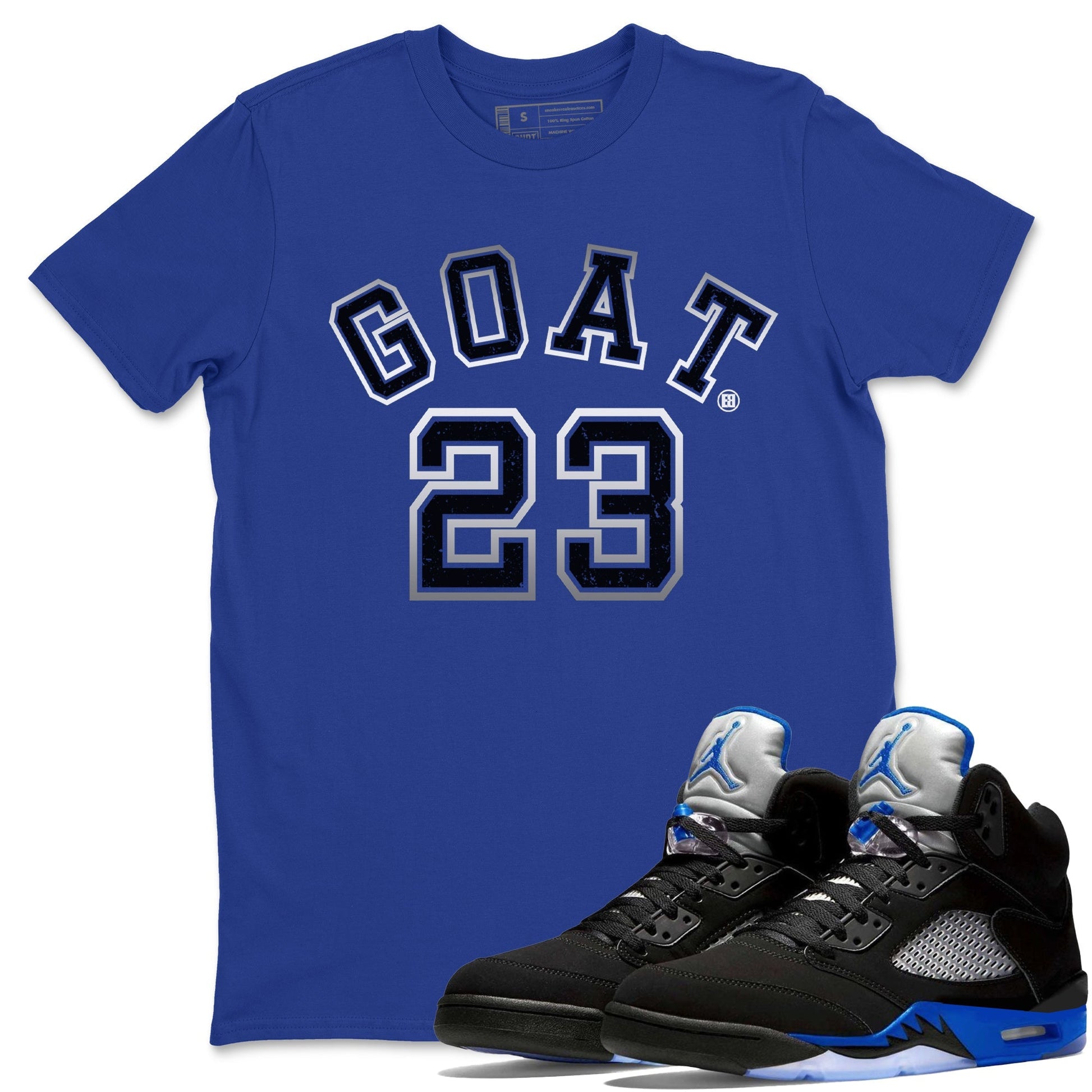 Jordan 5 Racer Blue Sneaker Match Tees Goat 23 Sneaker Tees Jordan 5 Racer Blue Sneaker Release Tees Unisex Shirts