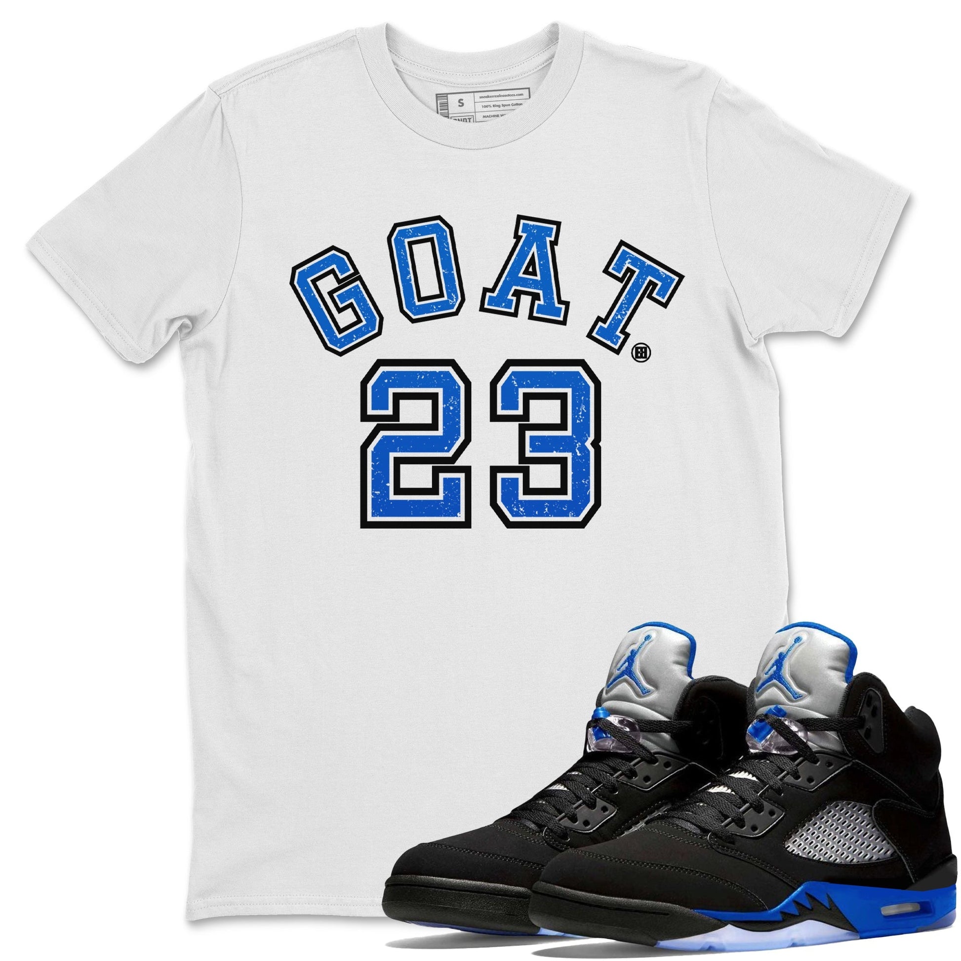 Jordan 5 Racer Blue Sneaker Match Tees Goat 23 Sneaker Tees Jordan 5 Racer Blue Sneaker Release Tees Unisex Shirts