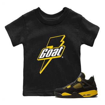 Air Jordan 4 Thunder Sneaker Match Tees Goat Sneaker Tees Air Jordan 4 Retro Thunder Tee Kids Shirts Black 1