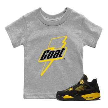 Air Jordan 4 Thunder Sneaker Match Tees Goat Sneaker Tees Air Jordan 4 Retro Thunder Tee Kids Shirts Heather Grey 1