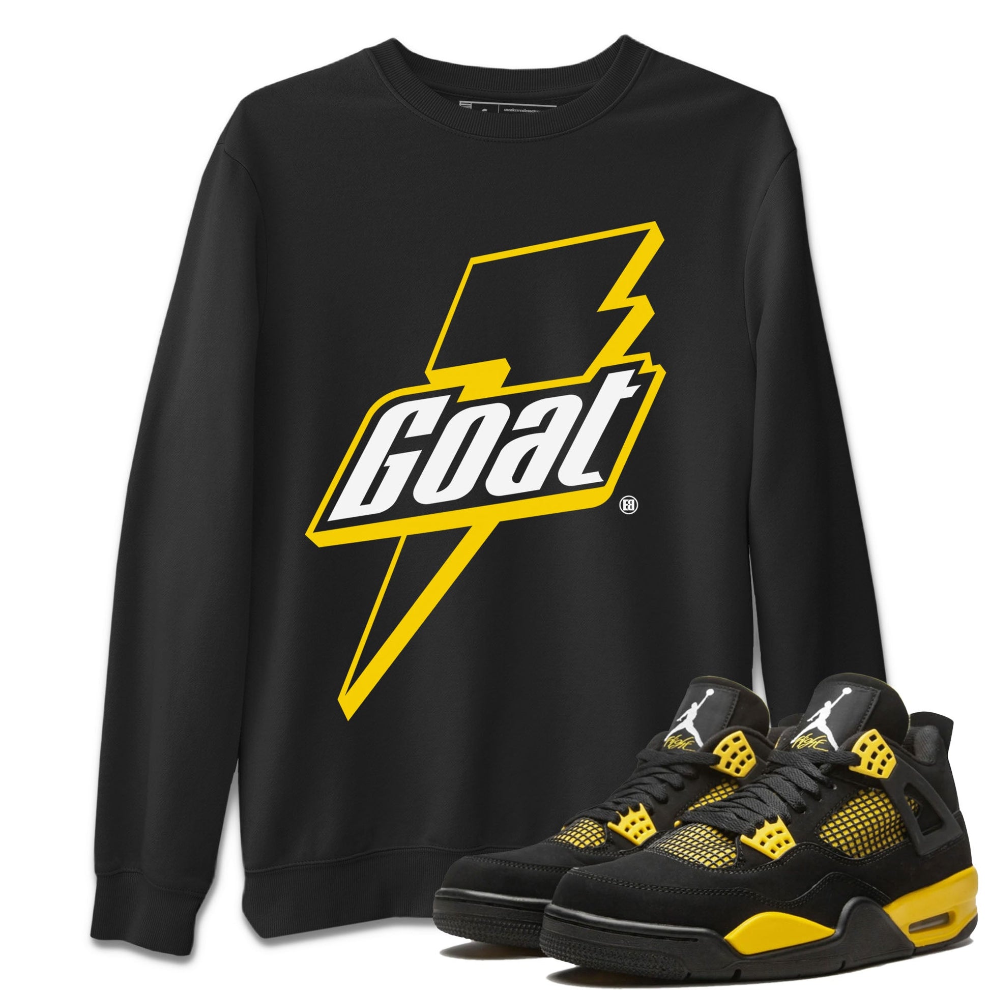 Air Jordan 4 Thunder Sneaker Match Tees Goat Sneaker Tees Air Jordan 4 Retro Thunder Tee Unisex Shirts Black 1