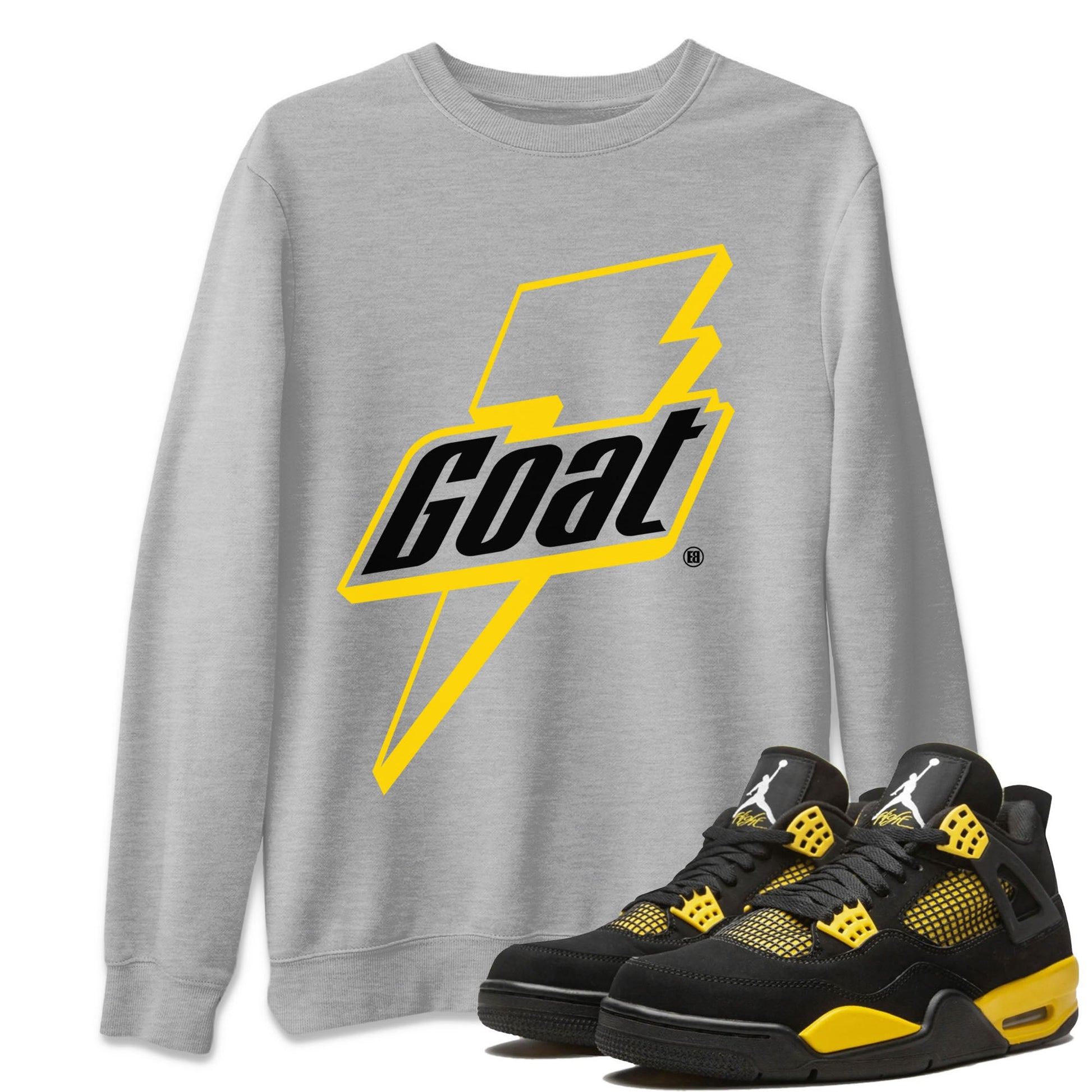 Air Jordan 4 Thunder Sneaker Match Tees Goat Sneaker Tees Air Jordan 4 Retro Thunder Tee Unisex Shirts Heather Grey 1