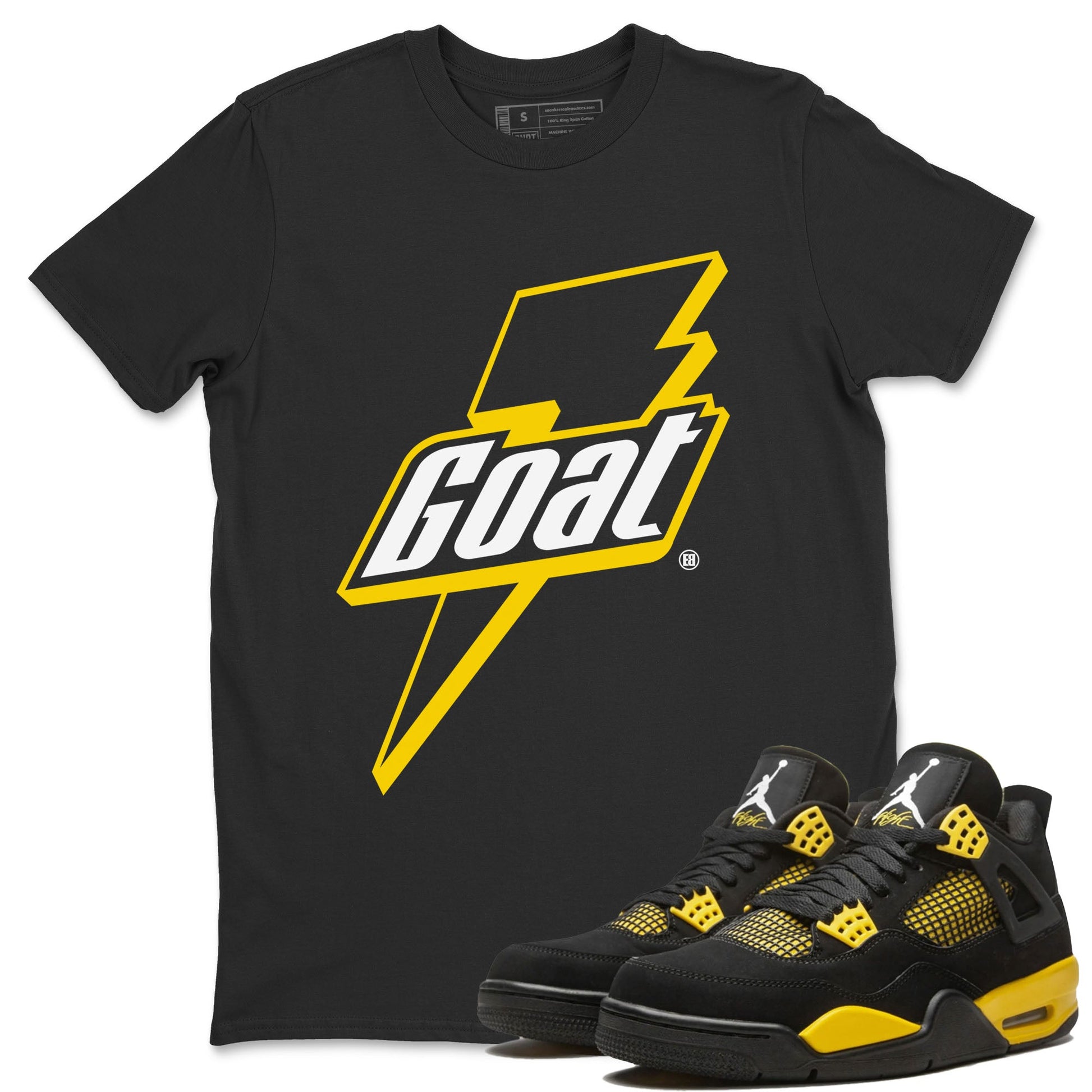 Air Jordan 4 Thunder Sneaker Match Tees Goat Sneaker Tees Air Jordan 4 Retro Thunder Tee Unisex Shirts Black 1