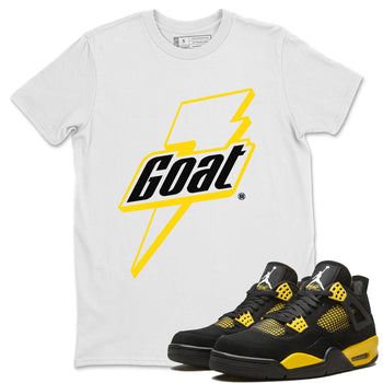 Air Jordan 4 Thunder Sneaker Match Tees Goat Sneaker Tees Air Jordan 4 Retro Thunder Tee Unisex Shirts White 1