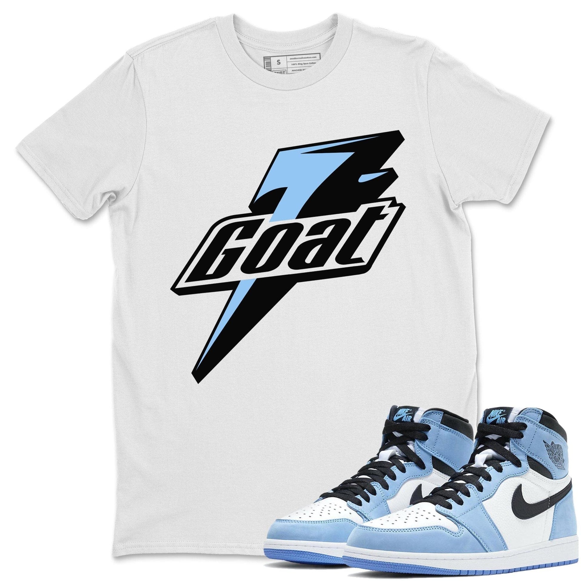Jordan 1 University Blue Sneaker Match Tees Goat Sneaker Tees Jordan 1 University Blue Sneaker Release Tees Unisex Shirts