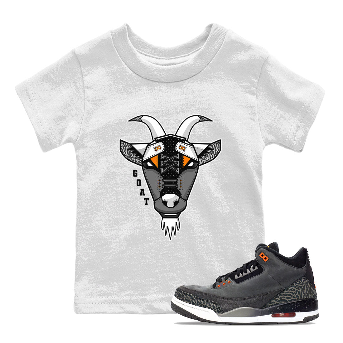 Air Jordan 3 Retro Fear shirt to match jordans Goat Face sneaker tees Air Jordan 3 Fear SNRT Sneaker Tees Sneaker Matching Clothing Brand Baby Toddler White 1 T-Shirt