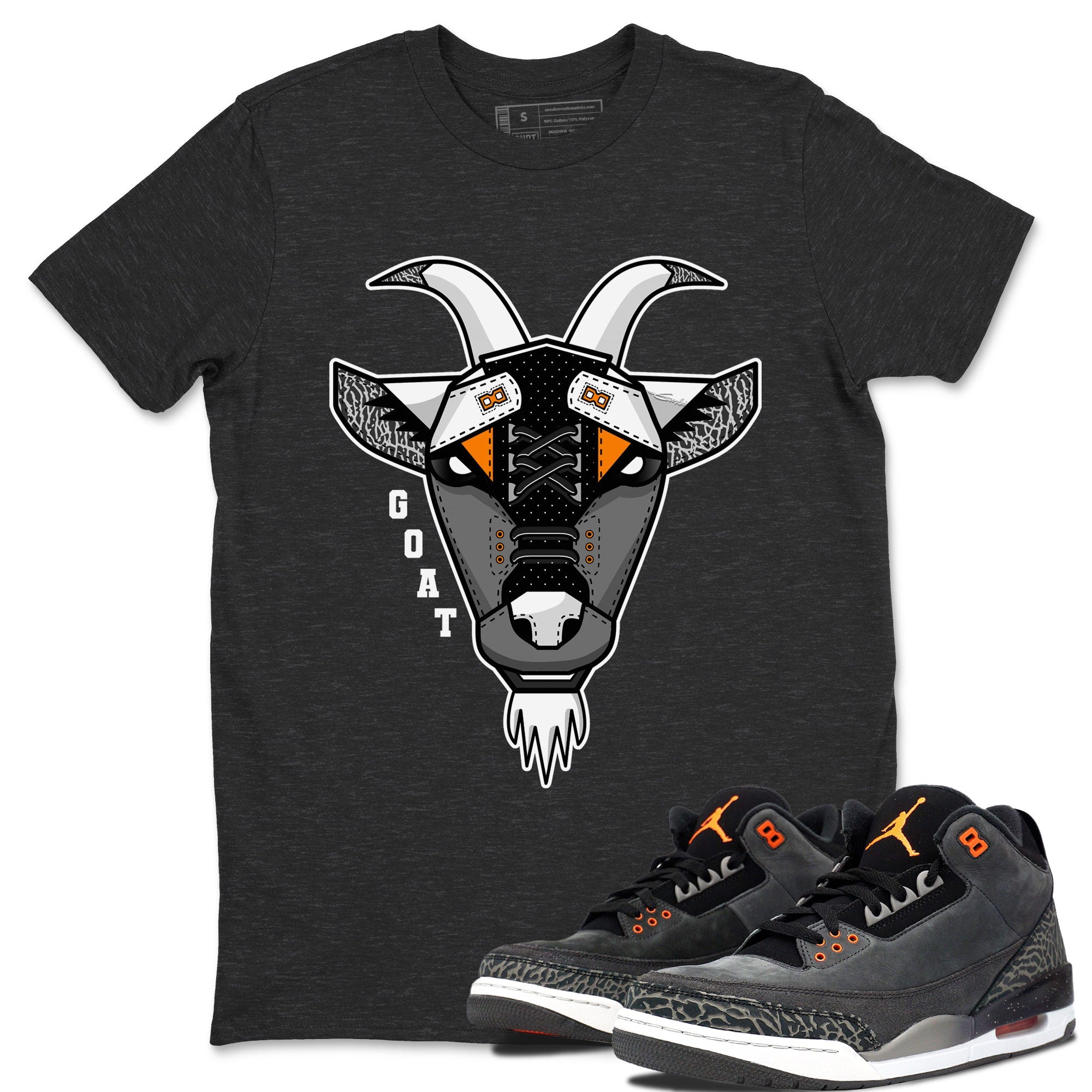 Air Jordan 3 Retro Fear shirt to match jordans Goat Face sneaker tees Air Jordan 3 Fear SNRT Sneaker Tees Sneaker Matching Clothing Brand Unisex Sneaker Tee Charcoal Heather 1 T-Shirt