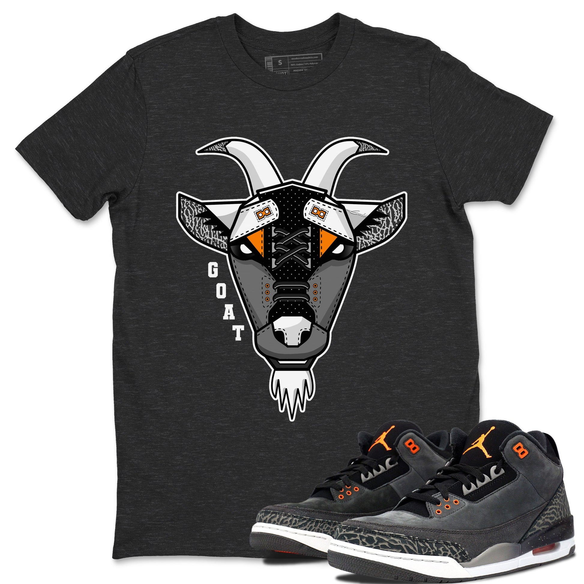 Air Jordan 3 Retro Fear shirt to match jordans Goat Face sneaker tees Air Jordan 3 Fear SNRT Sneaker Tees Sneaker Matching Clothing Brand Unisex Sneaker Tee Charcoal Heather 1 T-Shirt