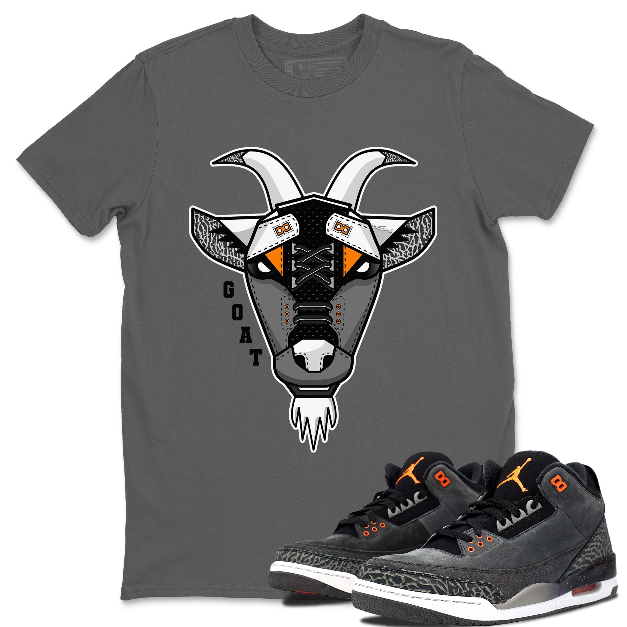 Air Jordan 3 Retro Fear shirt to match jordans Goat Face sneaker tees Air Jordan 3 Fear SNRT Sneaker Tees Sneaker Matching Clothing Brand Unisex Sneaker Tee Cool Grey 1 T-Shirt