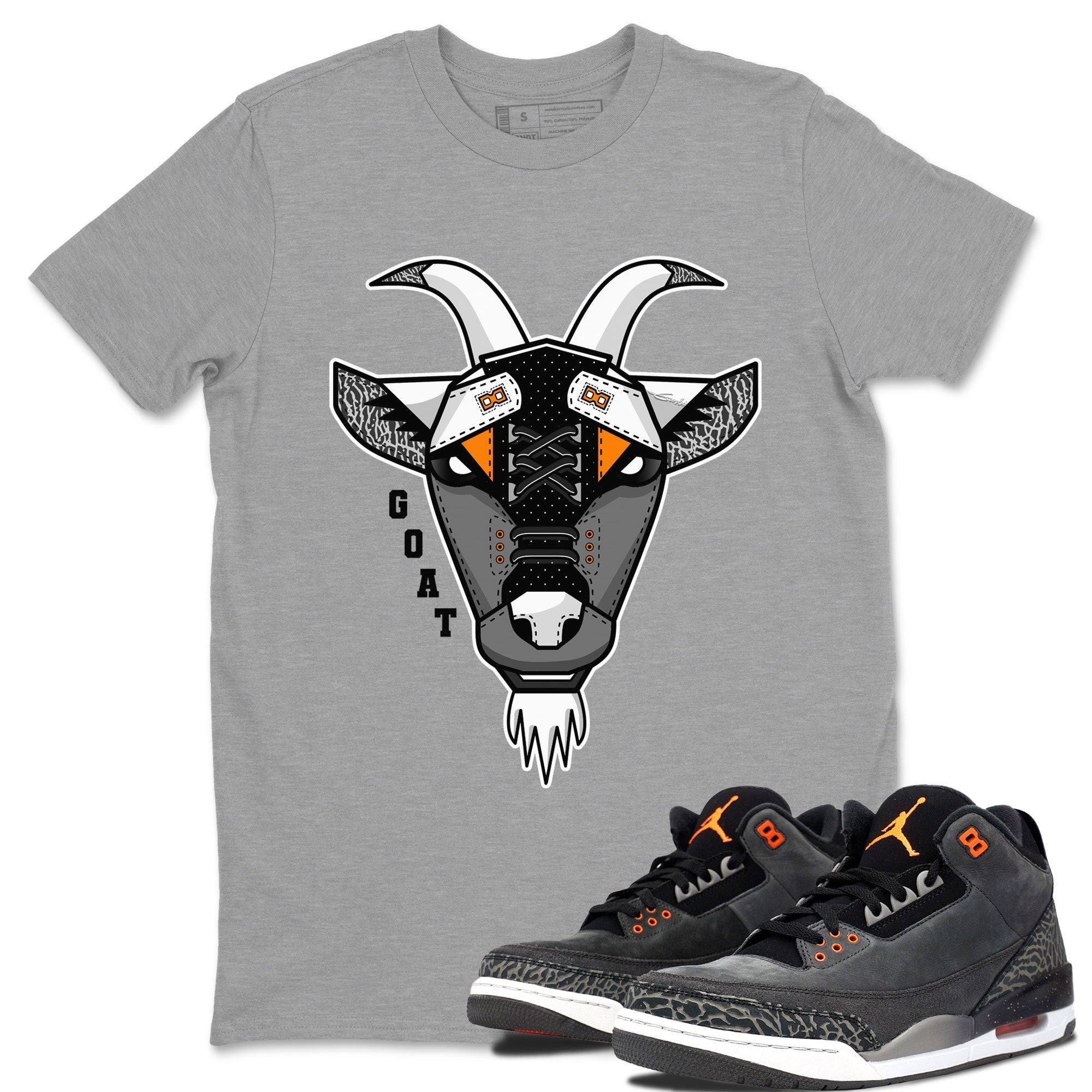 Air Jordan 3 Retro Fear shirt to match jordans Goat Face sneaker tees Air Jordan 3 Fear SNRT Sneaker Tees Sneaker Matching Clothing Brand Unisex Sneaker Tee Heather Grey 1 T-Shirt