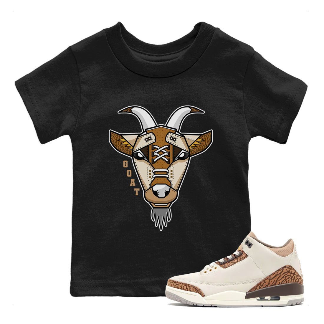 Air Jordan 3 Palomino Sneaker Match Tees Goat Face Sneaker T-Shirts Jordan 3 Palomino Sneaker Release Tees Kids Shirts Black 1