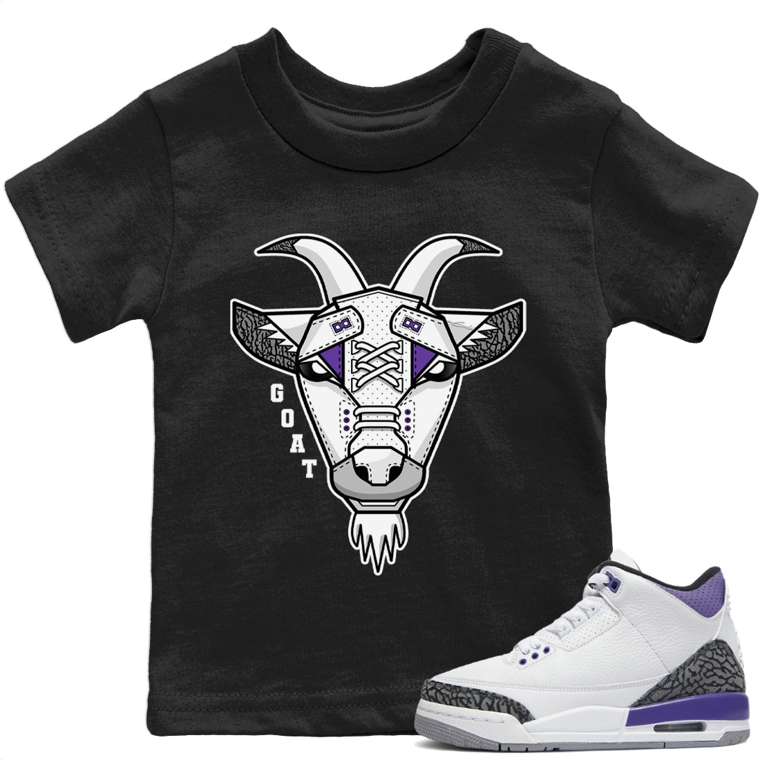 Jordan 3 Dark Iris Sneaker Match Tees Goat Face Sneaker Tees Jordan 3 Dark Iris Sneaker Release Tees Kids Shirts