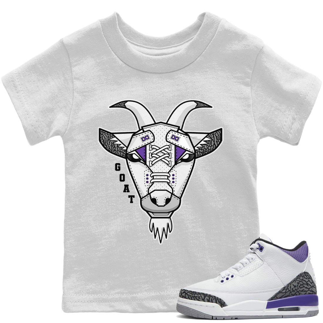 Jordan 3 Dark Iris Sneaker Match Tees Goat Face Sneaker Tees Jordan 3 Dark Iris Sneaker Release Tees Kids Shirts