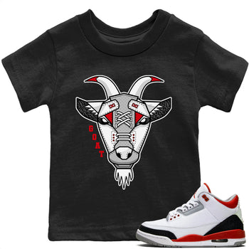 Jordan 3 Fire Red Sneaker Match Tees Goat Face Sneaker Tees Jordan 3 Fire Red Sneaker Release Tees Kids Shirts