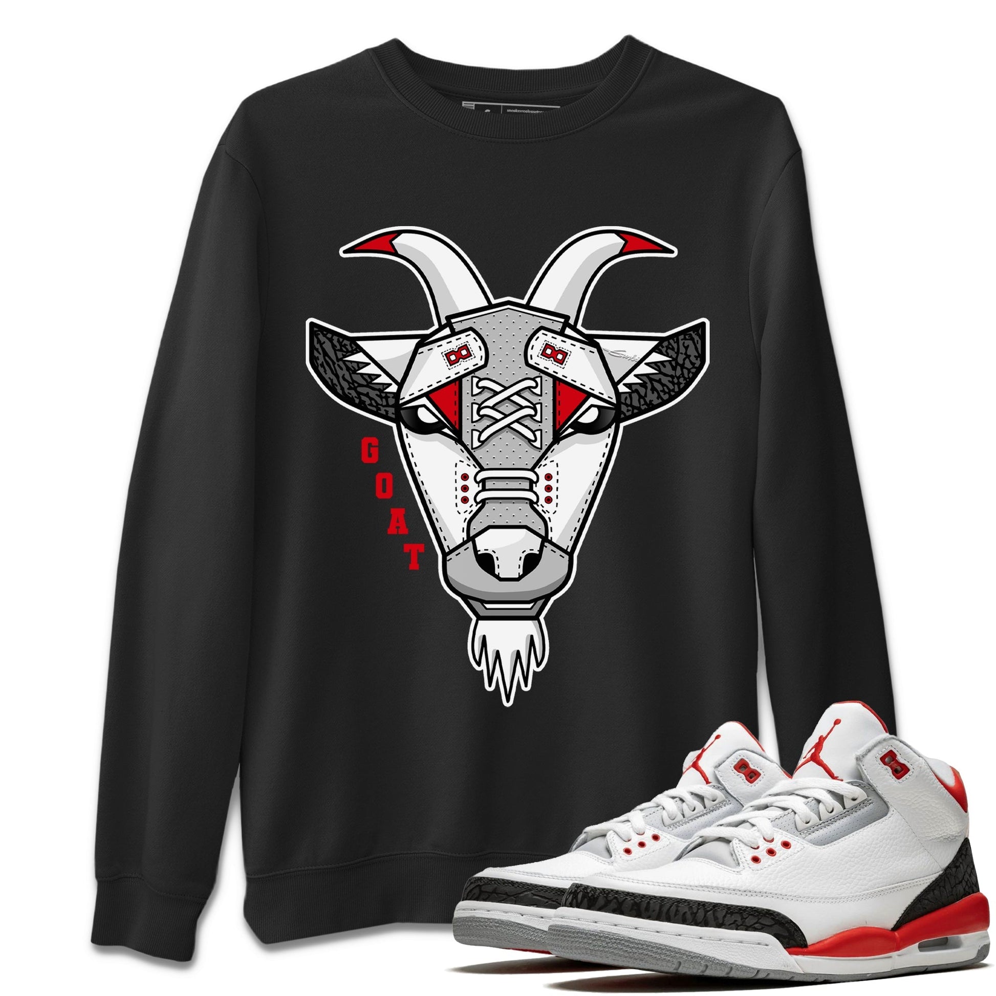 Jordan 3 Fire Red Sneaker Match Tees Goat Face Sneaker Tees Jordan 3 Fire Red Sneaker Release Tees Unisex Shirts