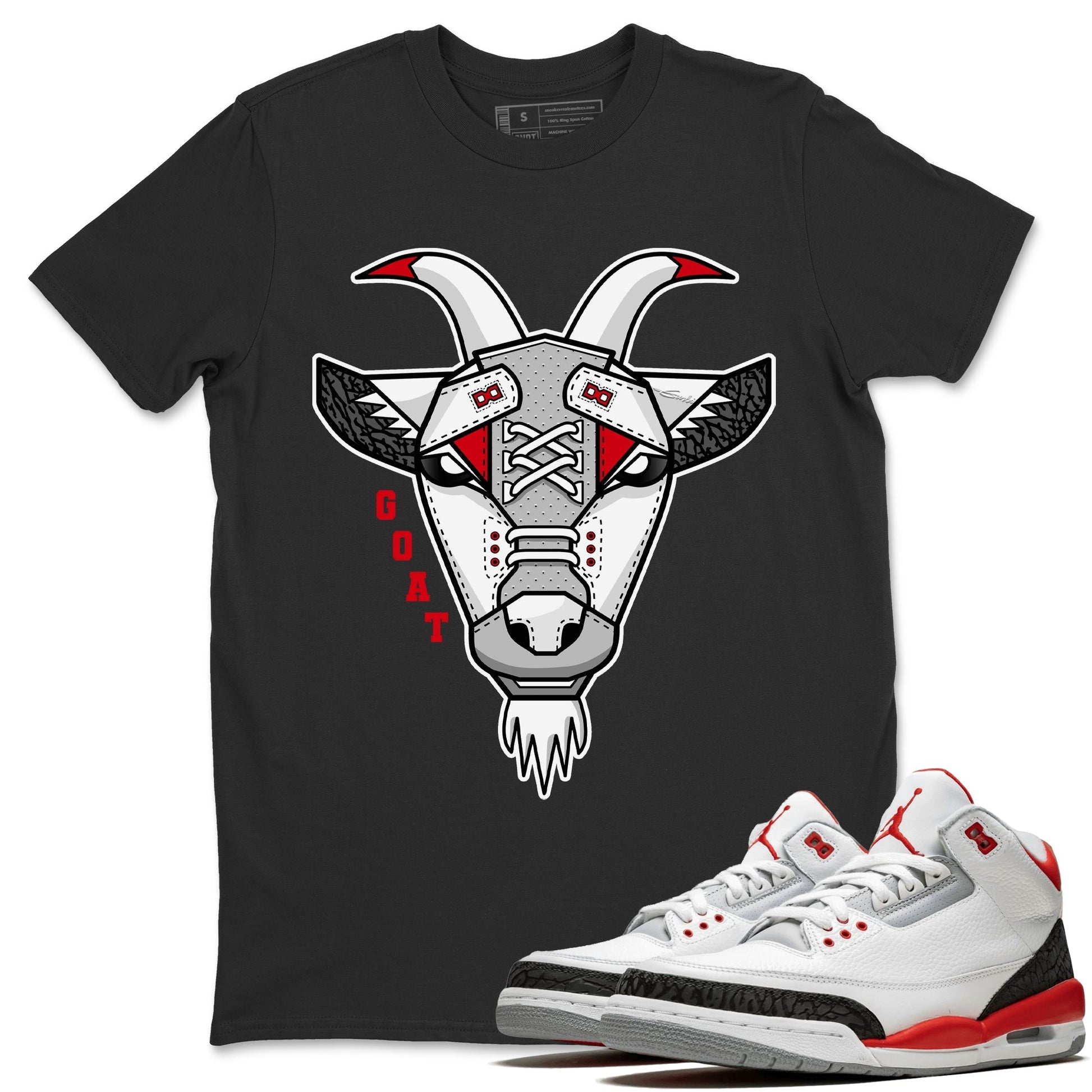 Jordan 3 Fire Red Sneaker Match Tees Goat Face Sneaker Tees Jordan 3 Fire Red Sneaker Release Tees Unisex Shirts