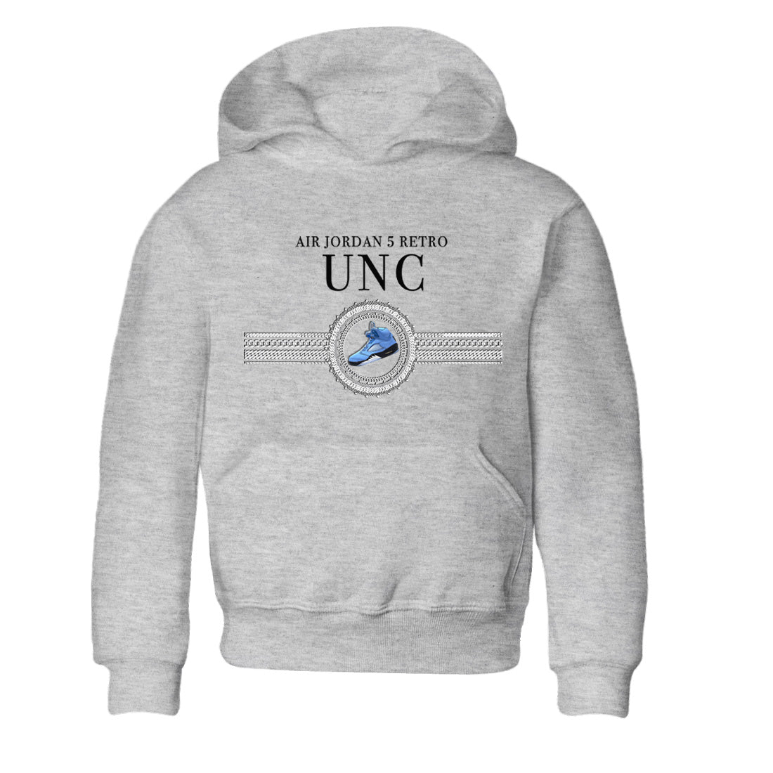 Jordan 5 UNC Jordan Shirts Gold Chain Sneaker Tees Air Jordan 5 Retro UNC Sneaker Release Tees Kids Shirts Heather Grey 2