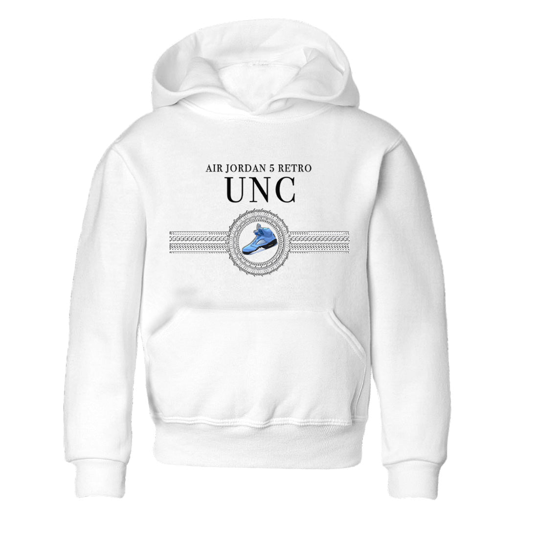 Jordan 5 UNC Jordan Shirts Gold Chain Sneaker Tees Air Jordan 5 Retro UNC Sneaker Release Tees Kids Shirts White 2