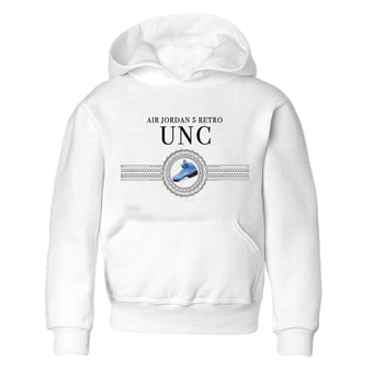 Jordan 5 UNC Jordan Shirts Gold Chain Sneaker Tees Air Jordan 5 Retro UNC Sneaker Release Tees Kids Shirts White 2