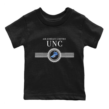 Jordan 5 UNC Jordan Shirts Gold Chain Sneaker Tees Air Jordan 5 Retro UNC Sneaker Release Tees Kids Shirts Black 2