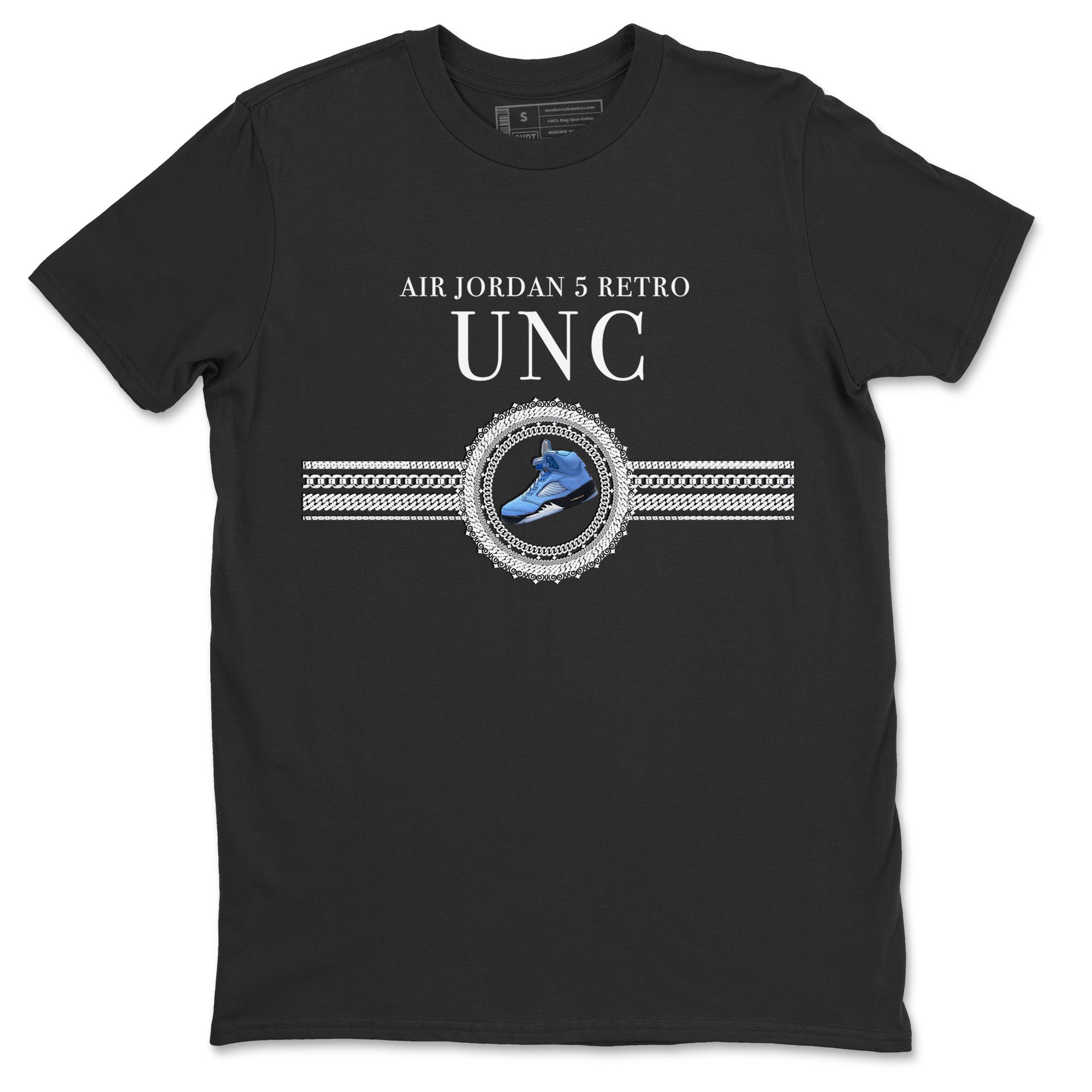 Jordan 5 UNC Jordan Shirts Gold Chain Sneaker Tees Air Jordan 5 UNC SNRT Sneaker Tees Unisex Shirts Black 2