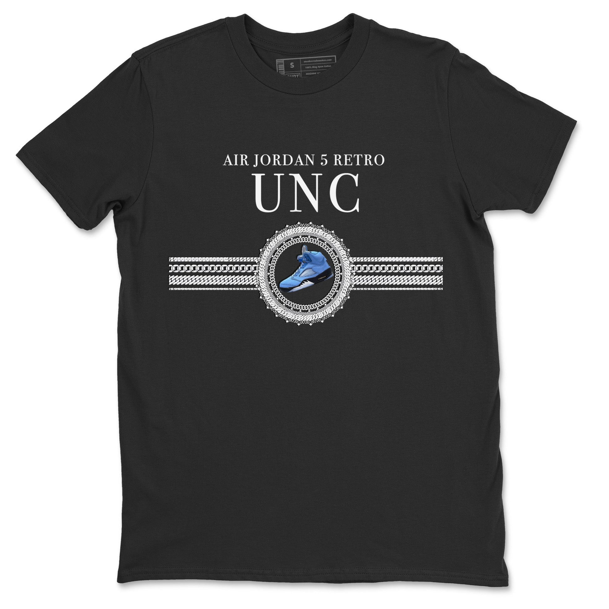 Jordan 5 UNC Jordan Shirts Gold Chain Sneaker Tees Air Jordan 5 UNC SNRT Sneaker Tees Unisex Shirts Black 2